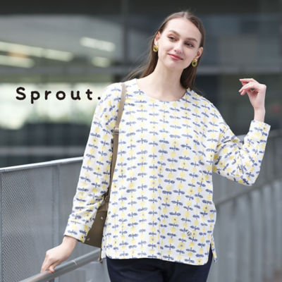 ＜Liliane Burty (Women/大きいサイズ)＞【Ｓｐｒｏｕｔ．】綿１００％カットジャカード　プルオーバーＴシャツ（５０１２２４５１）