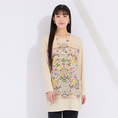 Liliane Burtyリリアンビューティー新品花柄チュニック 3L綿100