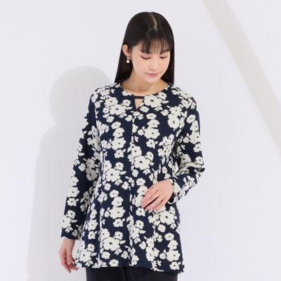 フラワーカットジャカード　チュニックＴシャツ（５０１２２５０３）