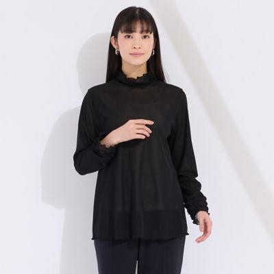 ワイズメッシュ　ハイネックフリルＴシャツ　（５０１２２５０４）