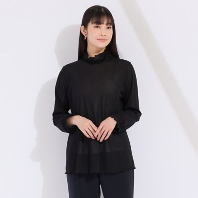 ワイズメッシュ　ハイネックフリルＴシャツ　（５０１２２５０４）