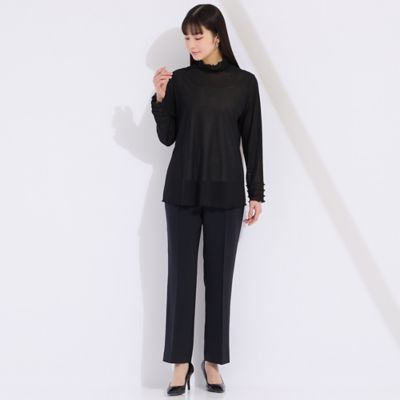 ワイズメッシュ　ハイネックフリルＴシャツ　（５０１２２５０４）