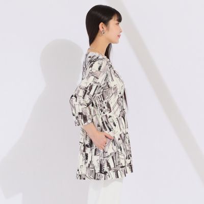 フランス製素材シティプリント　スクエアネックＴシャツ（５０１２２５１１）