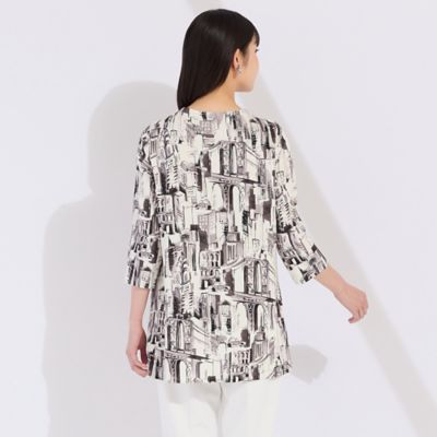 フランス製素材シティプリント　スクエアネックＴシャツ（５０１２２５１１）