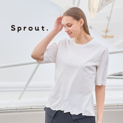 Liliane Burty (Women/大きいサイズ)/リリアン ビューティ 【Sprout.】綿ポリエステル 裾ロゴプリントTシャツ(50122571)