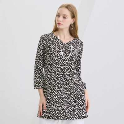 ＜Liliane Burty (Women/大きいサイズ)＞【Ｍ～４Ｌ】スクエアモノトーンプリントＴシャツ（５０１２２６０３）