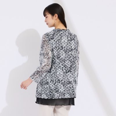 L～4L】イタリア製素材チュールプリントチュニック