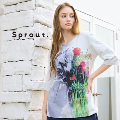 Sprout．／M～4L】フラワープリントTシャツ 