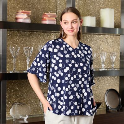 Liliane Burty (Women/大きいサイズ)/リリアン ビューティ ウォッシャブル　イタリア製素材ドットプリントＴシャツ（５０１２３５０６）