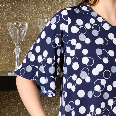 ウォッシャブル　イタリア製素材ドットプリントＴシャツ（５０１２３５０６）