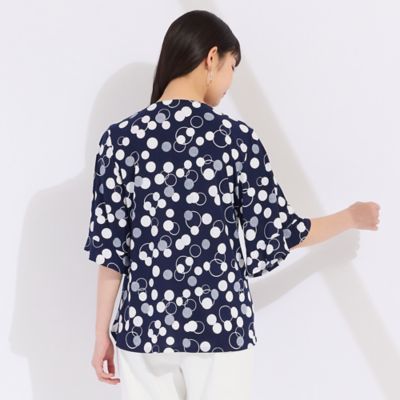 ウォッシャブル　イタリア製素材ドットプリントＴシャツ（５０１２３５０６）