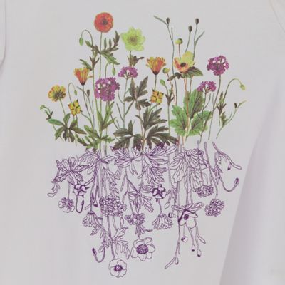 フラワープリント×刺繍Ｔシャツ（５０１２３５１４）