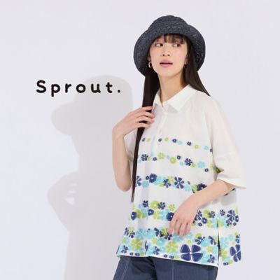 ＜Liliane Burty (Women/大きいサイズ)＞【Ｓｐｒｏｕｔ．】フラワーカットジャカードポロシャツ（５０１２３５５２）