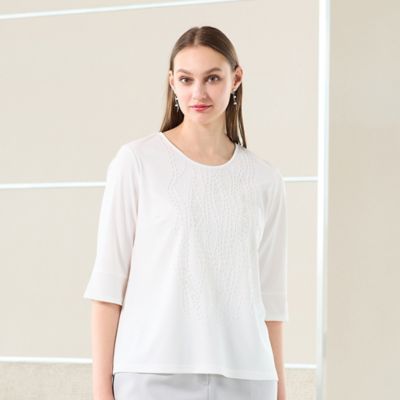 【Ｓｅｌｅｃｔｉｏｎ】スパンコールビーズ　刺繍Ｔシャツ（５０１２３５６１）