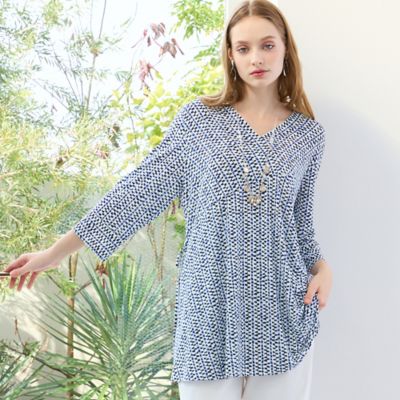 Liliane Burty (Women/大きいサイズ)/リリアン ビューティ 【Ｍ～４Ｌ】ストライププリントＴシャツ（５０１２３６０３）
