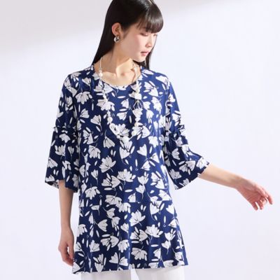 Liliane Burty (Women/大きいサイズ)/リリアン ビューティ 【Ｍ～４Ｌ】イタリア製素材発泡プリントＴシャツ（５０１２３６０５）