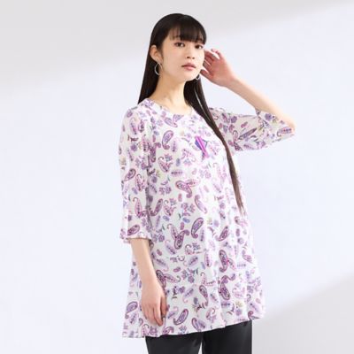 ＜Liliane Burty (Women/大きいサイズ)＞【Ｍ～４Ｌ】ウォッシャブルペイズリープリントＴシャツ（５０１２４５０３）