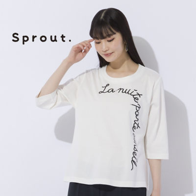 ＜Liliane Burty (Women/大きいサイズ)＞【Ｓｐｒｏｕｔ．】シルケットスムース　ロゴプリントＴシャツ［同素材アイテム有］（５０１２５４５１）