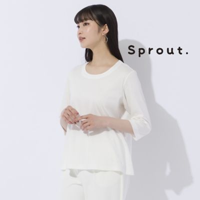 ＜Liliane Burty (Women/大きいサイズ)＞【Ｓｐｒｏｕｔ．】バイオシルケットスムース　ロゴ刺繍Ｔシャツ（５０１２５４５２）