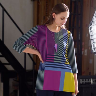 M～4L】ウォッシャブルマルチカラーボーダーTシャツ