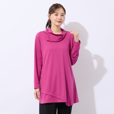 ＜Liliane Burty (Women/大きいサイズ)＞【Ｍ～４Ｌ】デザイン衿無地Ｔシャツ（５０１２５５０５）