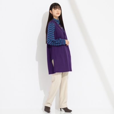 先染めマルチボーダー ハイネックTシャツ［同素材アイテム有