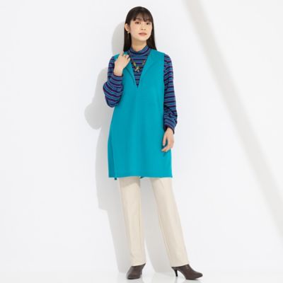 リリアンビューティ（Liliane Burty）/先染めマルチボーダー　ハイネックＴシャツ［同素材アイテム有］ 先染めマルチボーダー ハイネックTシャツ［同素材アイテム有