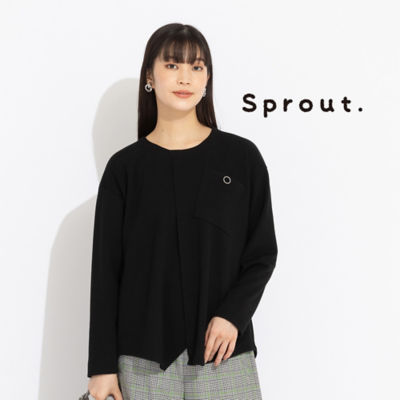 ＜Liliane Burty (Women/大きいサイズ)＞【Ｓｐｒｏｕｔ．】裏起毛ジャージー　アシメトリーＴシャツ（５０１２６４７１）