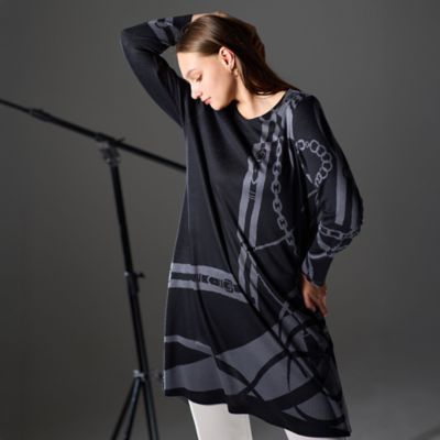＜Liliane Burty (Women/大きいサイズ)＞【Ｍ～４Ｌ】オーナメントプリントチュニックＴシャツ（５０１２６５０２）