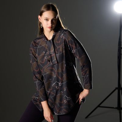 ＜Liliane Burty (Women/大きいサイズ)＞【Ｍ～４Ｌ】オーナメントプリントボウタイＴシャツ（５０１２６５０３）