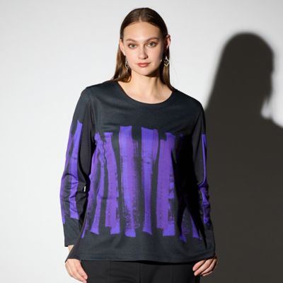 ＜Liliane Burty (Women/大きいサイズ)＞【Ｍ～４Ｌ】ハケタッチプリント配色Ｔシャツ（５０１２６５１２）