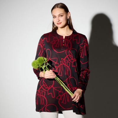 M～4L】裏起毛ジャカードチュニック（50126513） | Liliane