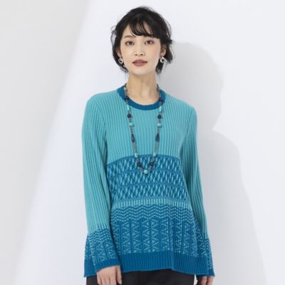 変わり織りジャカード プルオーバーニット（50131401