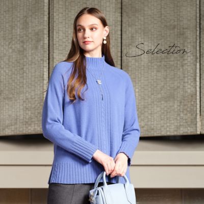 Selection】カシミヤ ハイネックプルオーバーニット
