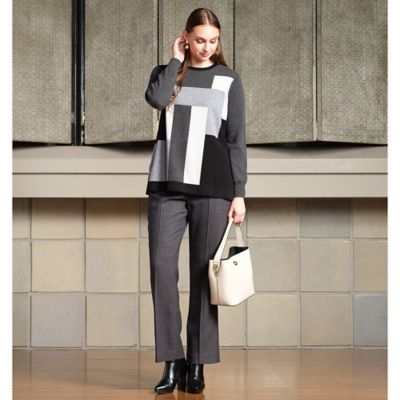 Selection】パッチワーク風 カシミヤニットプルオーバー