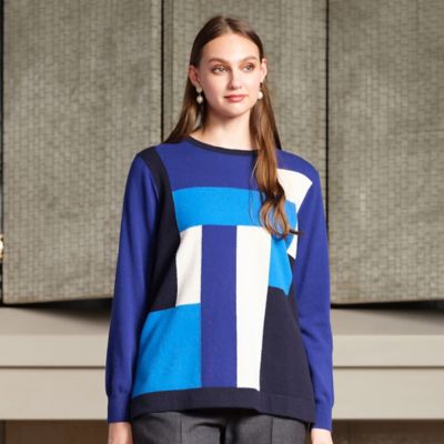 みゆきっち　ベージュ Selection】パッチワーク風 カシミヤニットプルオーバー