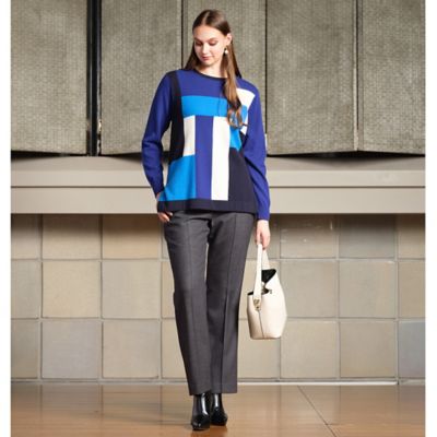 Selection】パッチワーク風 カシミヤニットプルオーバー