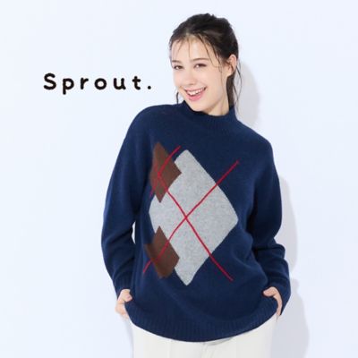 L～4L】アーガイルハイネックニット（50136652） | Liliane
