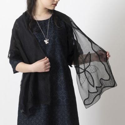 フラワー刺繍 シアーストール（５０１６２３０２） | ファッション・服