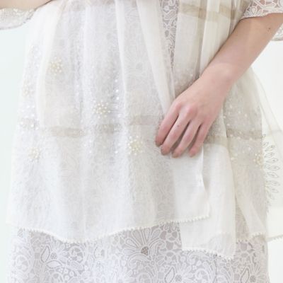パールビーズ刺繍　シアーストール（５０１６２４０３）