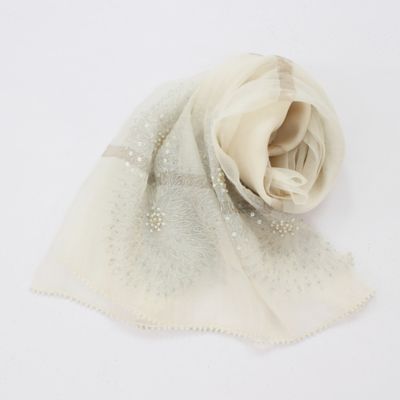 パールビーズ刺繍　シアーストール（５０１６２４０３）