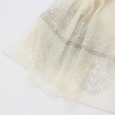 パールビーズ刺繍　シアーストール（５０１６２４０３）