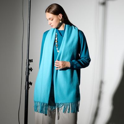 【送料無料】Liliane Burty (Women/大きいサイズ)/リリアン ビューティ カシミヤストール(50166501) アオ スカーフ・ショール【三越伊勢丹/公式】