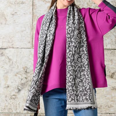 ＜Liliane Burty (Women/大きいサイズ)＞イタリア製英字ロゴストール（５０１６６５０２）