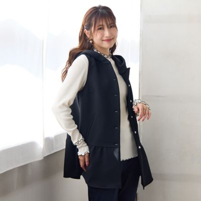 2WAY】【UVカット／防シワ／リサイクル素材】フード付きジレ