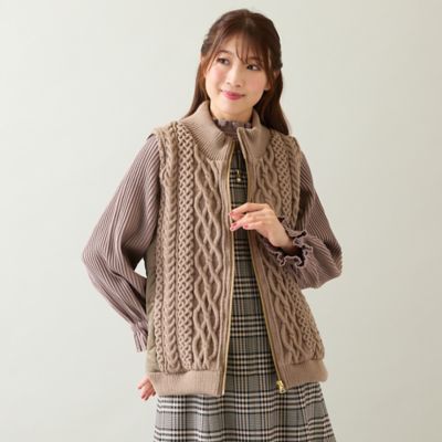 ケーブルニットドッキングベスト（51006501） | Rose Tiara