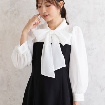 【再入荷】ダブルクロスリボンタイワンピース（５１０１１５０６）