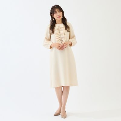 ✨美品✨Rose Tiara 46サイズ ツイードワンピース フリンジ長袖大きめ フロントリボンループツイードワンピース（51011602） | Rose