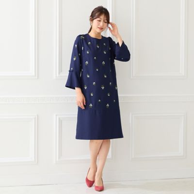 小花刺繍リボンスリーブワンピース（51011603） | Rose Tiara