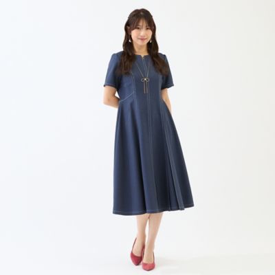 イージーケア／伸縮性◎】デニムライクワンピース（51011607